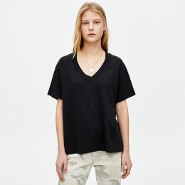 性感V領素面寬鬆短袖T-Shirt