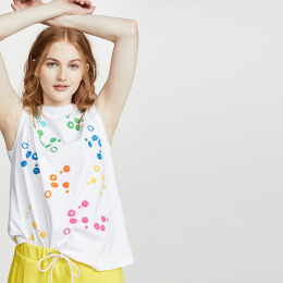五彩繽紛 氣質感點點繡花無袖上衣