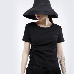 個性多穿法 短版百搭側腰抽繩T恤 (2色)