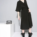 OVERSIZE 涼感舒適寬鬆V領連身裙 (2色)_1