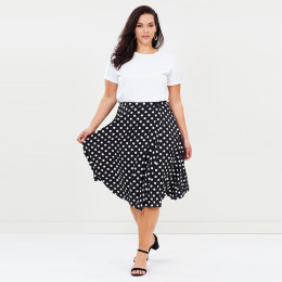 【大尺碼】OL簡約 點點印花設計半身裙