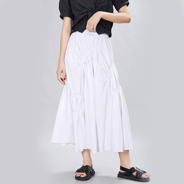 歐風復古感 高腰設計修身顯瘦A字中長裙 (2色)