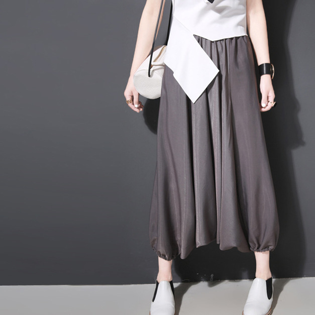 銅氨絲 休閒OVERSIZE燈籠褲寬褲 (2色)