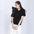 超獨特時尚感 不對稱蓬蓬袖棉T上衣 (2色)