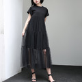網紗拼接 假兩件式T-SHIRT連身洋裝_2