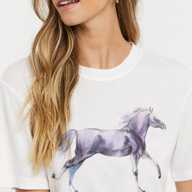 彩繪馬印花 微寬鬆百搭T-SHIRT