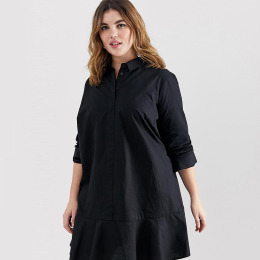 【大尺碼】荷葉感下擺 修身顯瘦襯式上衣洋裝