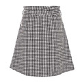 【大尺碼】千鳥格紋 門襟鈕釦腰間綁帶及膝裙_2