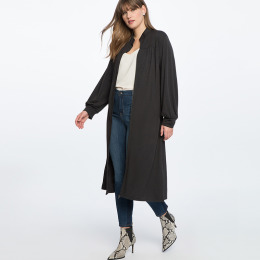 【大尺碼】兩穿式 前隱藏拉鍊小燈籠袖連身小禮服外套