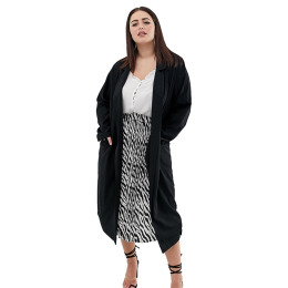 【大尺碼】慵懶西裝領 中長後開叉飄逸風衣外套