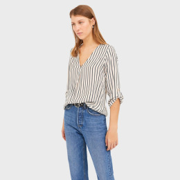 【大尺碼】寬鬆時尚 修身線條V領襯衫