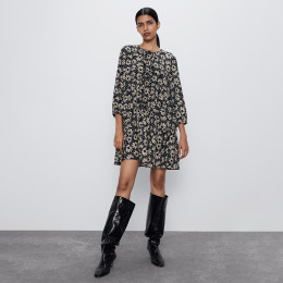 【大尺碼】氣質小清新 花卉唯美飄逸感A字洋裝