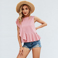 甜美款 拼接粉色無袖t恤上身