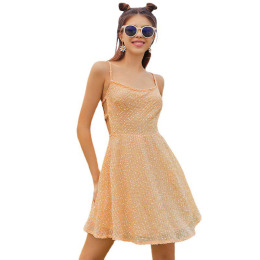 性感吊帶洋裝 時尚素色A字鏤空露背裙裝