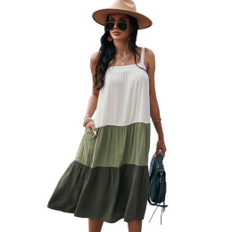 度假休閒風 吊帶洋裝大擺裙