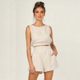 休閒風 無袖上衣短褲套裝