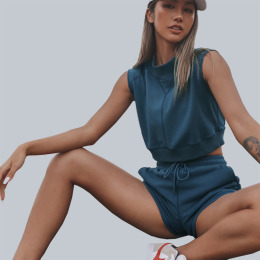 歐美女裝街拍休閒背心兩件式套裝