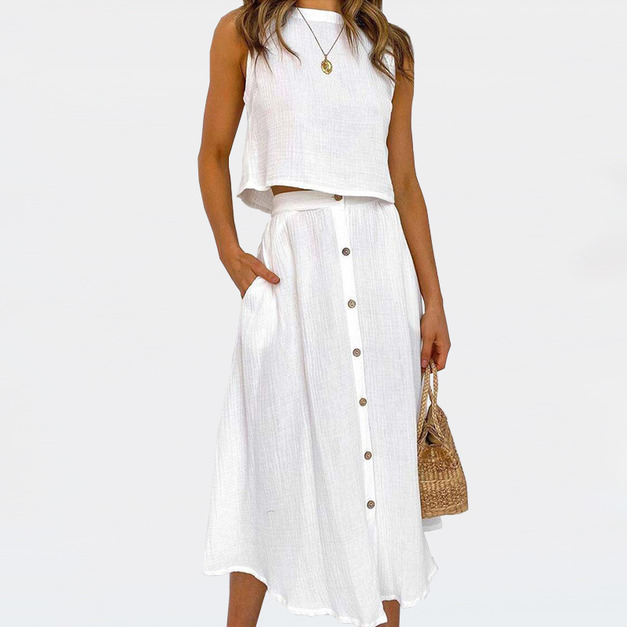 夏季時尚兩件休閒風洋裝套裝