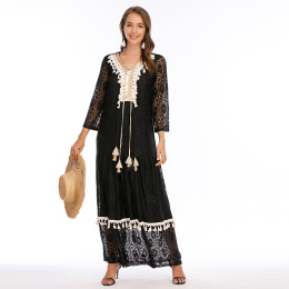 亮片彩繩流蘇長裙波西米亞風洋裝