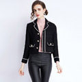 歐美女裝外套法式撞色短款西裝上身氣質顯瘦搭配版