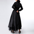 襯衫裙過膝暗黑風長袖洋裝法式複古洋裝_2