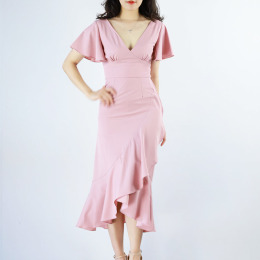 法式小眾度假禮服裙過膝裙長裙洋裝