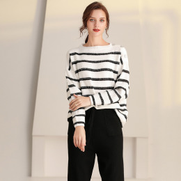 毛衣條紋牛絨毛衫寬鬆森系針織衫上衣