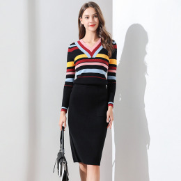 套裝毛衣+半身裙休閒針織通勤兩件式