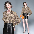 歐美心機豹紋襯衫慵懶範兒上衣
