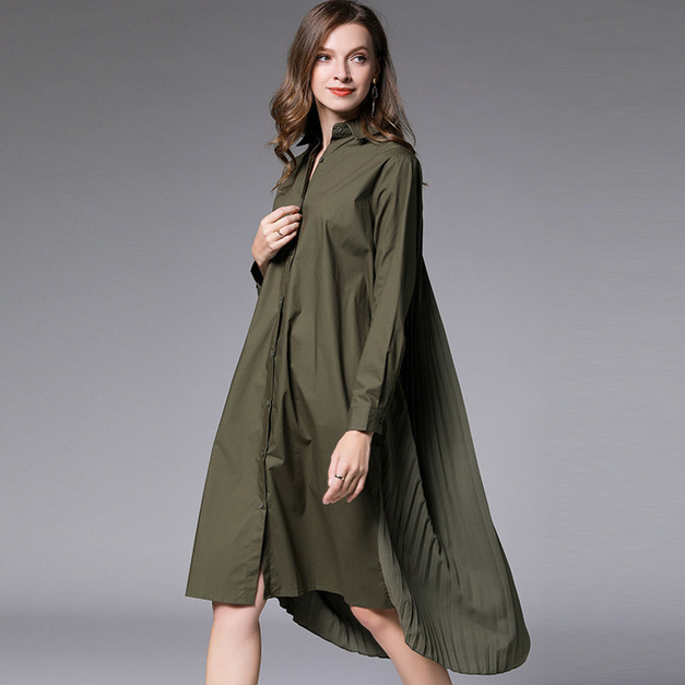 歐美大碼棉花糖女孩中長版寬鬆設計感襯衫