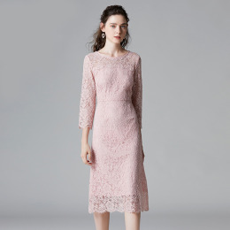 大碼洋裝 棉花糖女孩氣質名媛小香風打底蕾絲裙