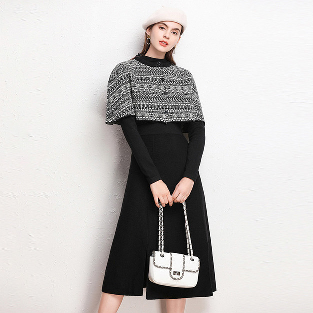 小香風洋裝毛衣裙三件式加厚針織裙
