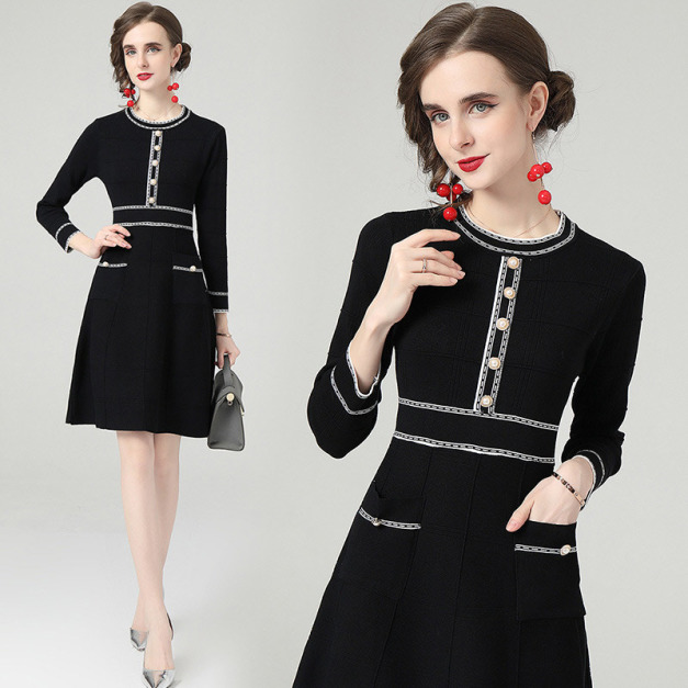 針織洋裝名媛氣質顯瘦毛衣裙子