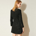 粗花呢格子西裝外套女英倫通勤中長版小個子小香风西服上衣_2