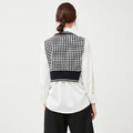 針織衫千鳥格毛衫背心襯衫拼接假兩件式上衣_2