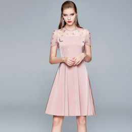 法式小眾洋裝星星亮片收腰顯瘦A字裙