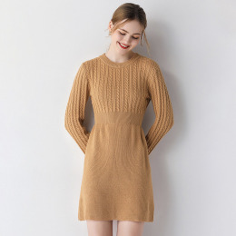 歐美針織毛衣裙中長版素色a字裙女裝