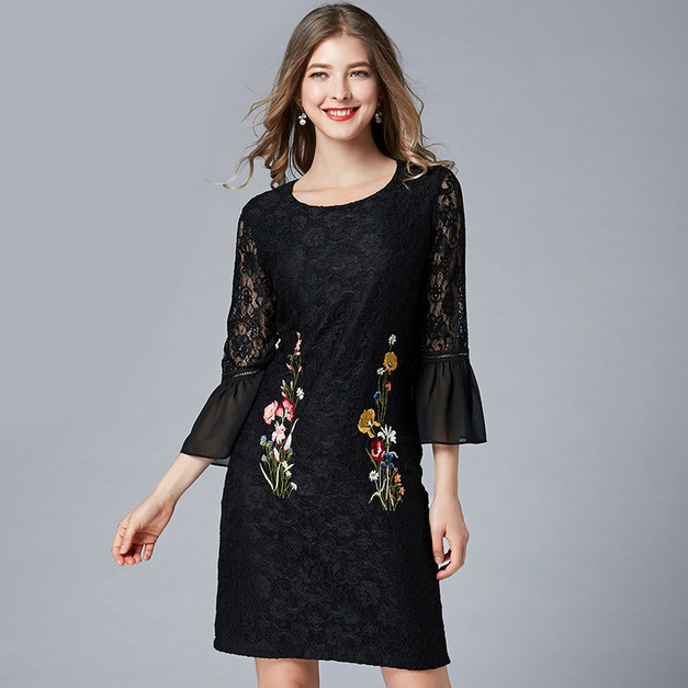 刺繡洋裝 歐美宮廷風蕾絲包臀大碼棉花糖女孩氣質裙子