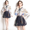 洋氣俏皮女裝復古上衣半身裙兩件式時尚女神範套裝