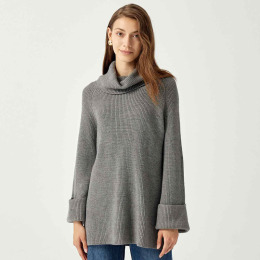 一字領翻領兩穿oversize套頭毛衣 寬鬆休閒羊毛衫