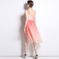 海邊度假沙灘裙粉色仙女大擺長裙性感抹胸吊帶時尚氣質洋裝_2