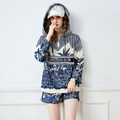 時尚寬鬆連帽衝鋒衣+短褲印花套裝_1