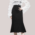 時尚圓領白色蕾絲荷葉上衣黑色魚尾半身裙加裹胸三件式_2