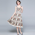 歐洲氣質定位印花顯瘦大擺洋裝_1