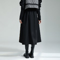 暗黑風小眾設計撞色半身裙 鬆緊腰a字大擺裙子_2