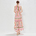 歐美風長版飄逸長裙 無袖個性條紋鬆緊腰大碼洋裝_2