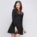 時尚歐洲性感鏤空長袖修身小香風洋裝