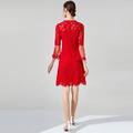 大碼紅色歐洲站棉花糖女孩優雅顯瘦洋裝_2
