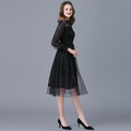 黑色蕾絲 歐美顯瘦性感百搭中長版A字裙_1