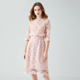 洋裝小禮服 歐美棉花糖女孩名媛甜美蕾絲洋裝